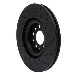 Alfa Romeo Stelvio Brake Rotor (1) - Front Left - R1 Concepts - Drilled & Slotted - Black - `17-`25